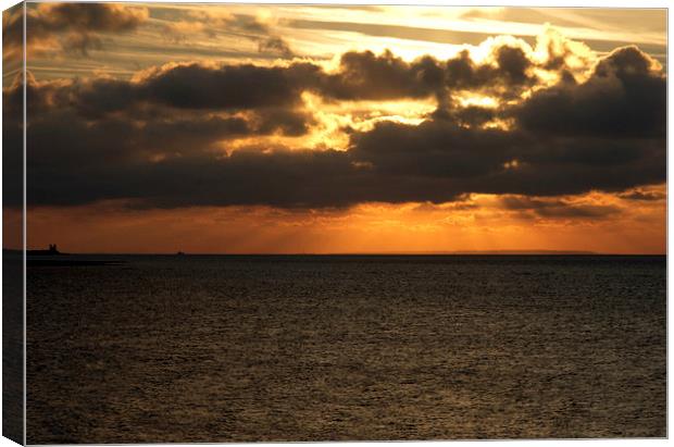 Sunset by Reculver towers Canvas Print by Alan Glicksman