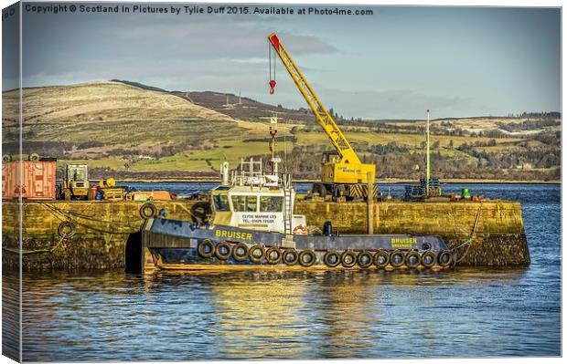  Tugboat in Greenock Harbour Canvas Print by Tylie Duff Photo Art