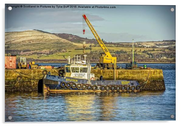  Tugboat in Greenock Harbour Acrylic by Tylie Duff Photo Art