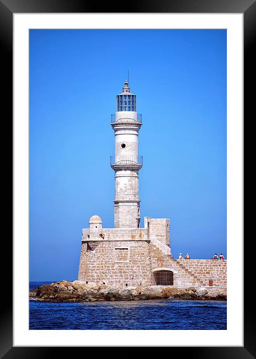 Chania lighthouse 02 Framed Mounted Print by Antony McAulay