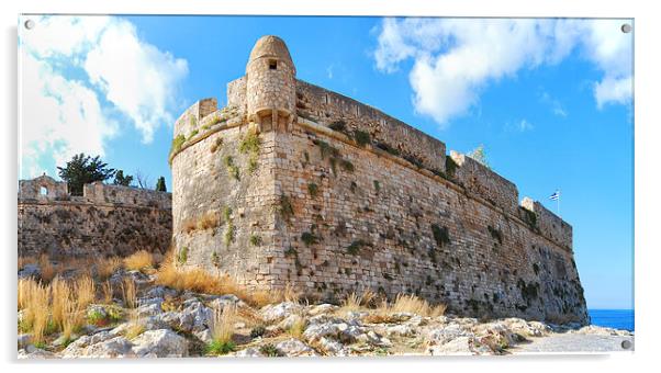 Rethymnon fort panorama 03 Acrylic by Antony McAulay