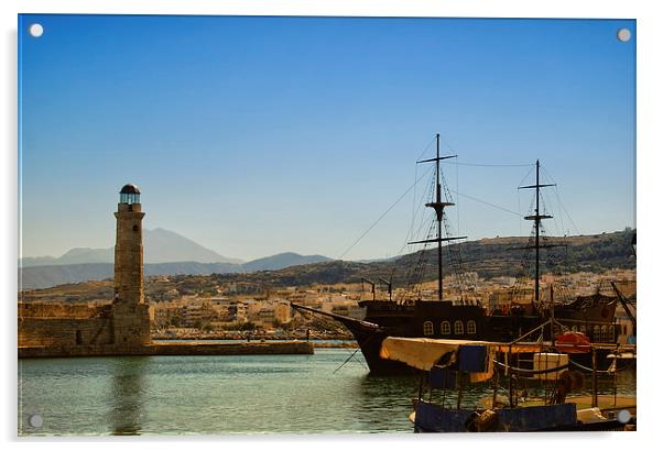 Rethymnon harbor 01 Acrylic by Antony McAulay