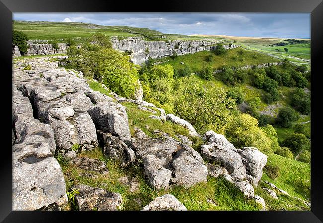  View From Malham Cove Yorkshire Framed Print by Gary Kenyon