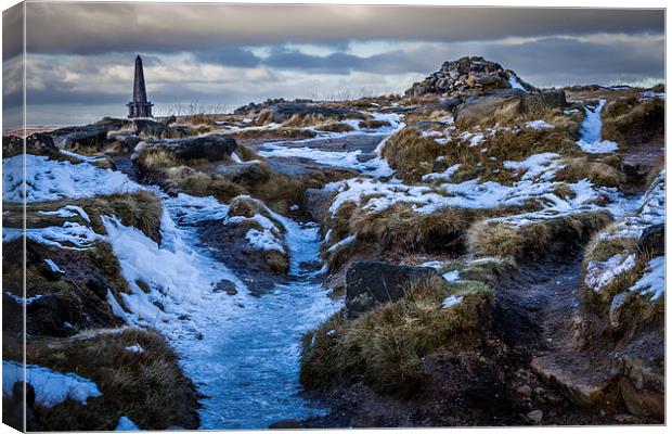 Stoodley Pike in Winter Canvas Print by Peter Stuart