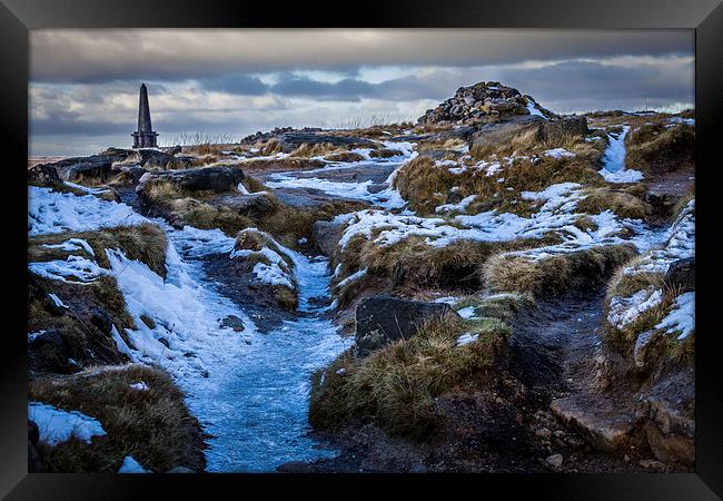 Stoodley Pike in Winter Framed Print by Peter Stuart