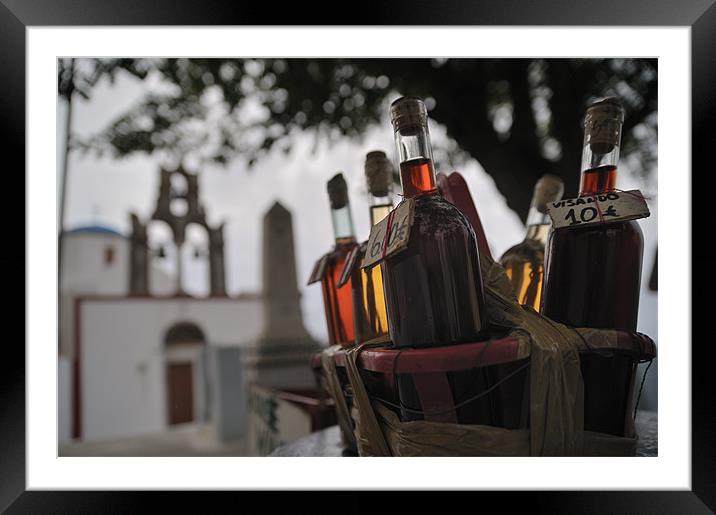 Local Wine in Santorini Framed Mounted Print by Stephen Mole