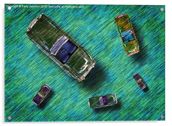  Cars Acrylic by Perry Johnson