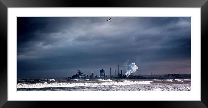  Redcar steelworks across the River Tees Colour Framed Mounted Print by Greg Marshall