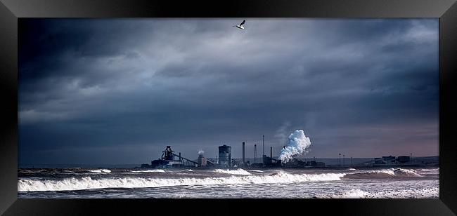  Redcar steelworks across the River Tees Colour Framed Print by Greg Marshall