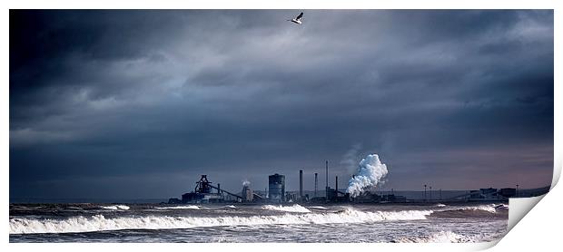  Redcar steelworks across the River Tees Colour Print by Greg Marshall