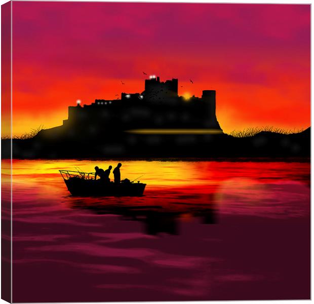 Bamburgh Castle At Night Canvas Print by Tanya Hall