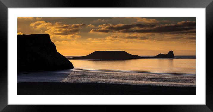  Sunset at Worm's head  Framed Mounted Print by Leighton Collins