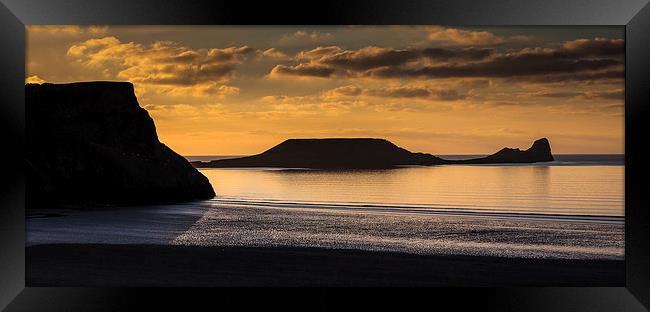  Sunset at Worm's head  Framed Print by Leighton Collins
