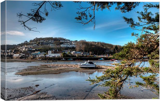 Low Tide on the River Looe Canvas Print by Rosie Spooner