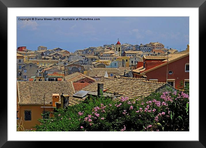  Corfu Old Town Framed Mounted Print by Diana Mower