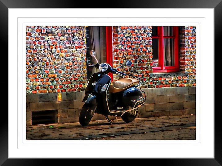  Scooter in Brugge  Framed Mounted Print by sylvia scotting