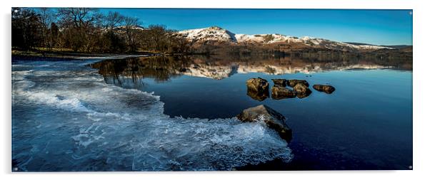  Icy Derwentwater Panoramic Acrylic by Dave Hudspeth Landscape Photography