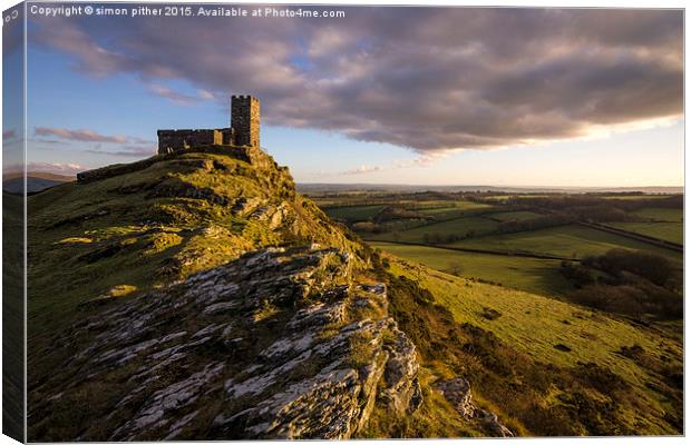  The Church of St Michael de Rupe, Brentor Canvas Print by simon pither