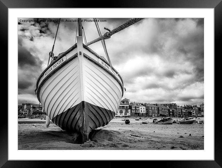  Boat at St Ives Harbour Framed Mounted Print by simon pither