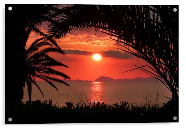  Rhodes Sunset Acrylic by Simon Deacon