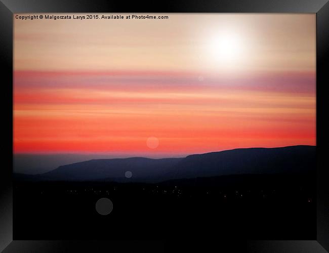 Amazing red sunset over the hills in Scotland Framed Print by Malgorzata Larys