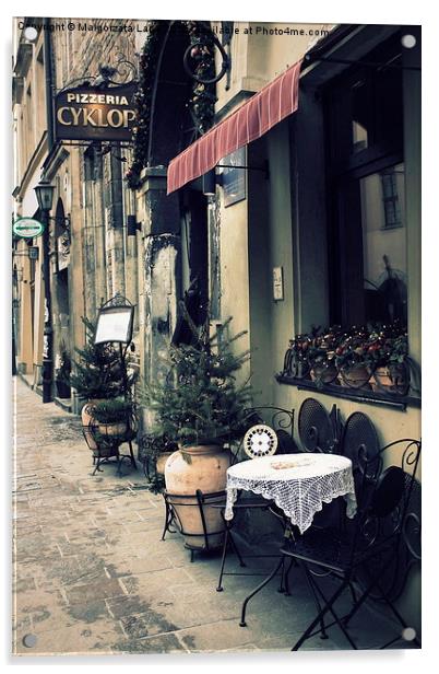 Street cafe in the old town in Krakow Acrylic by Malgorzata Larys
