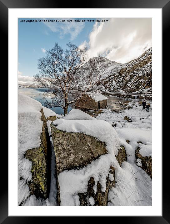 Frozen Ogwen Lake Snowdonia Framed Mounted Print by Adrian Evans