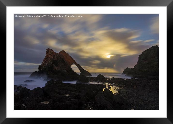  Bow Fiddle Rock by moonlight Framed Mounted Print by Andy Martin