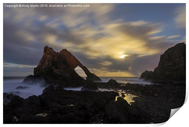  Bow Fiddle Rock by moonlight Print by Andy Martin