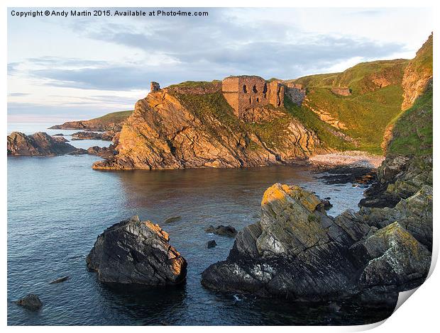  Solstice light at Findlater Castle Print by Andy Martin