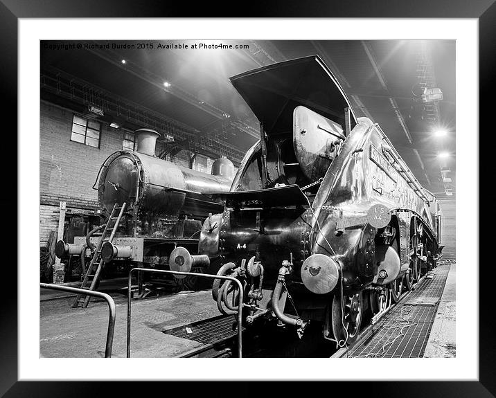 Sir Nigel Gresley In The Engine Shed At Grosmont Framed Mounted Print by Richard Burdon