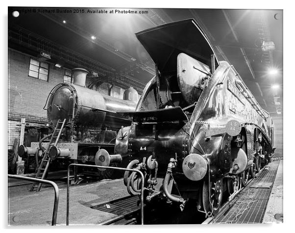 Sir Nigel Gresley In The Engine Shed At Grosmont Acrylic by Richard Burdon