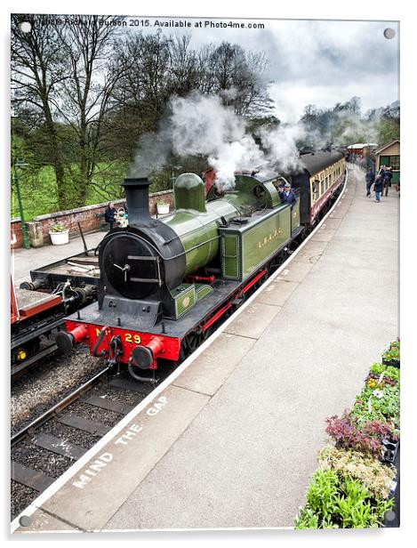  A steam train arriving in Pickering station Acrylic by Richard Burdon