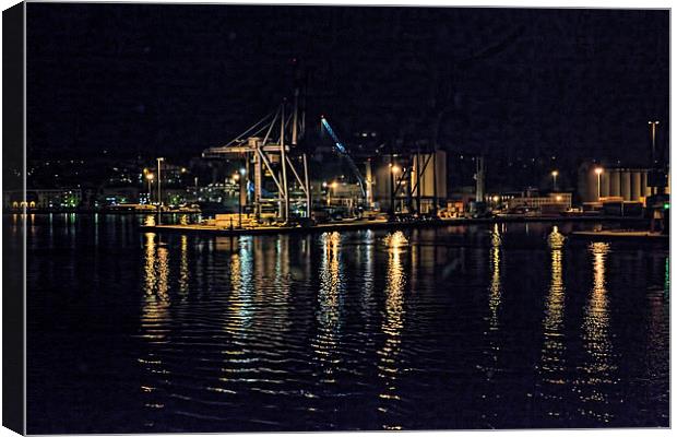  Ancona harbour at night. Canvas Print by Colin Metcalf