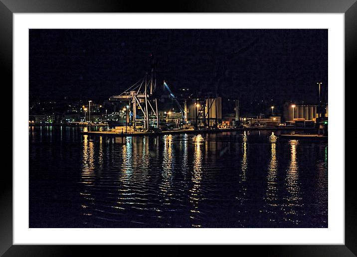  Ancona harbour at night. Framed Mounted Print by Colin Metcalf