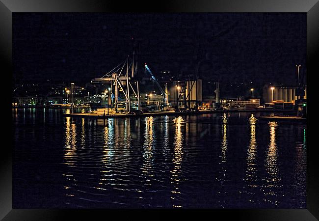  Ancona harbour at night. Framed Print by Colin Metcalf