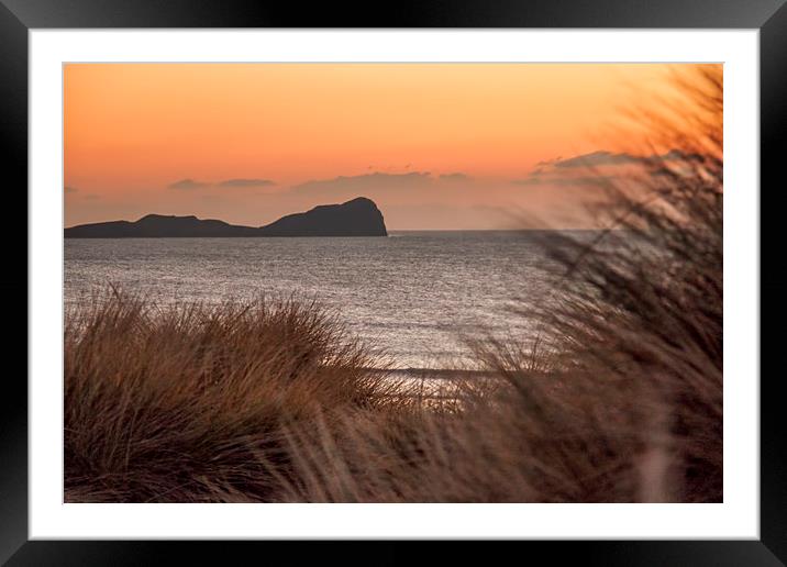 Worms Head at Dusk. Framed Mounted Print by Becky Dix