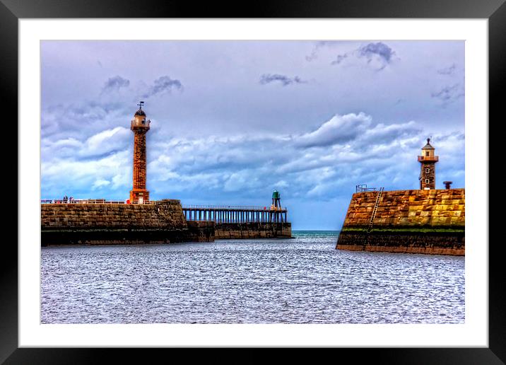 Whitby Lighthouses Framed Mounted Print by Tom Gomez