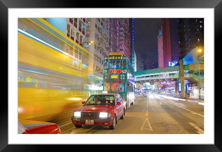 Hong Kong at night. Framed Mounted Print by Louise Wilden