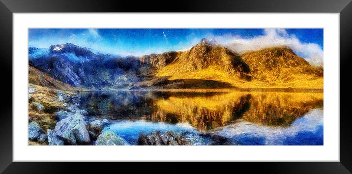 Lake Idwal Digital Art  Framed Mounted Print by Ian Mitchell