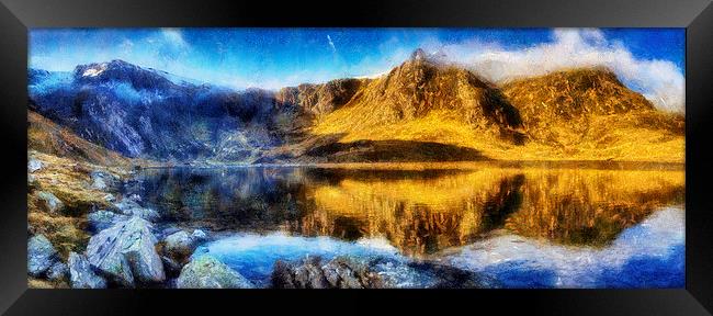 Lake Idwal Digital Art  Framed Print by Ian Mitchell