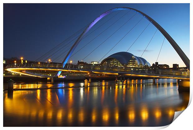 Gateshead Millenium Bridge at Night Print by Martin Williams
