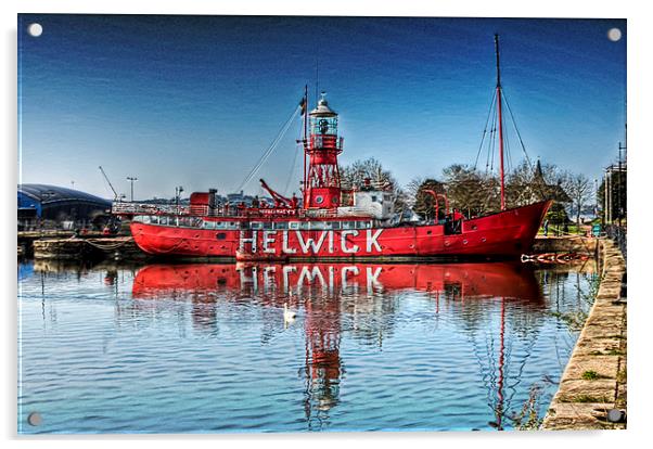 Helwick Lightship Cardiff Bay Acrylic by Steve Purnell