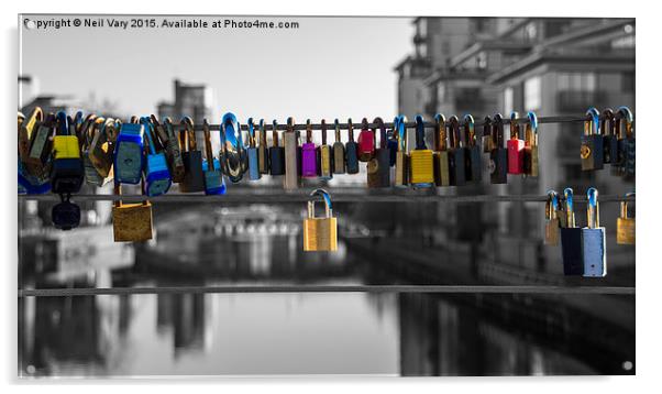  Love Locks Over The River Acrylic by Neil Vary