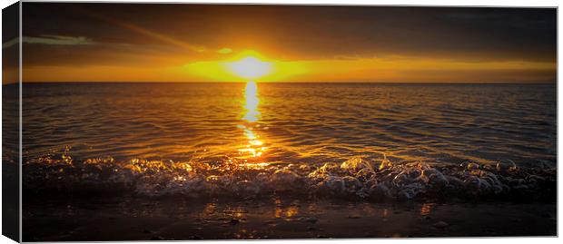  Surf Sunset Canvas Print by Gareth Burge Photography