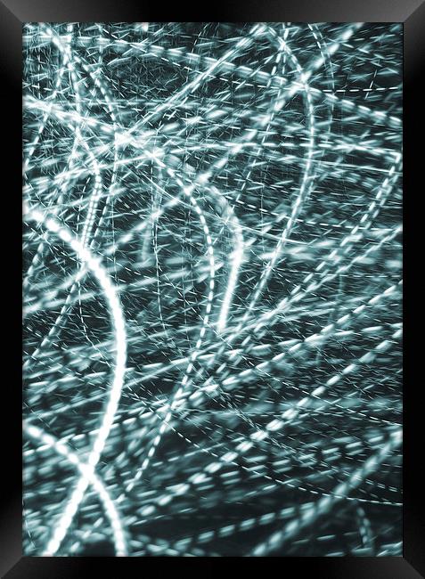  light trails - white on inky blue Framed Print by Heather Newton