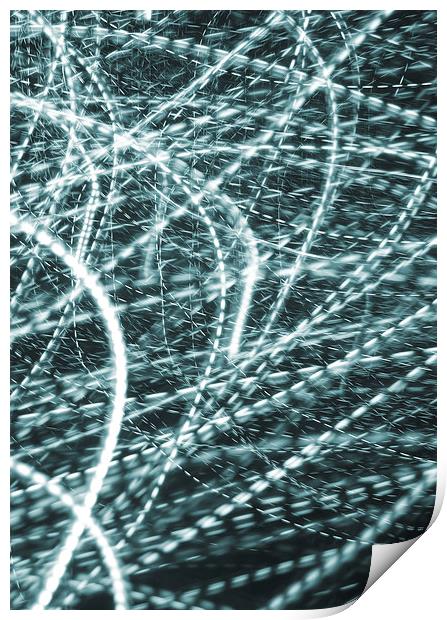  light trails - white on inky blue Print by Heather Newton