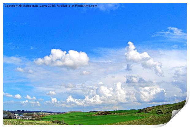 Panorama of Scottish countryside Print by Malgorzata Larys