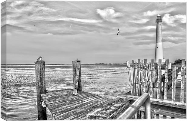  Barnegat Lighthouse Black and White Canvas Print by Tom and Dawn Gari