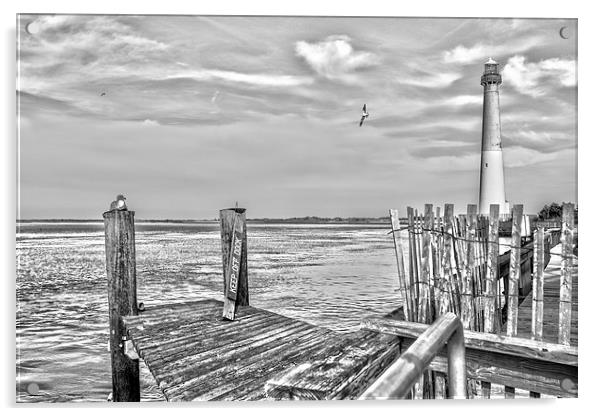 Barnegat Lighthouse Black and White Acrylic by Tom and Dawn Gari